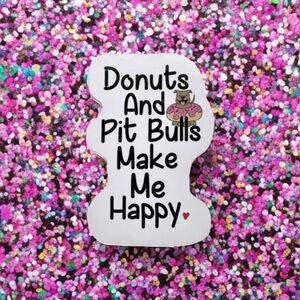 Pit Bull Sticker, Donuts Happy, Kawaii Decal Pittie APBT Bully, 4 pcs